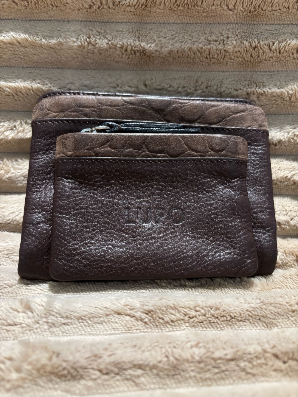 LUPO Brown Leather Zip Wallet for Women
